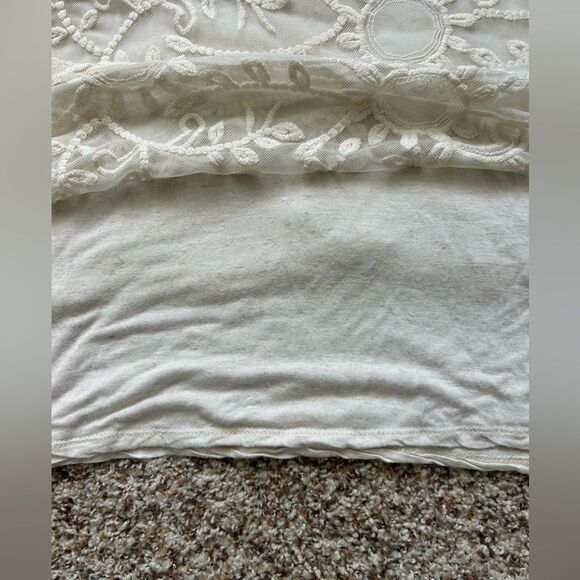 Bobeau Women’s Off White Floral Lace Overlay Boho Blouse Top Size Large - Picture 6 of 10